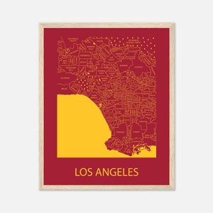 USC Wall Art, Los Angeles Area Neighborhood Map, University of Southern California Graduation Gift, Alumni Gift, Personalized College Gift