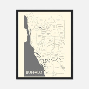 Buffalo Map Print, Neighborhood Poster, Buffalo New York Gift, Buffalo NY Wall Art, Personalized Gift, Buffalo Bills Decor, Custom Map Art