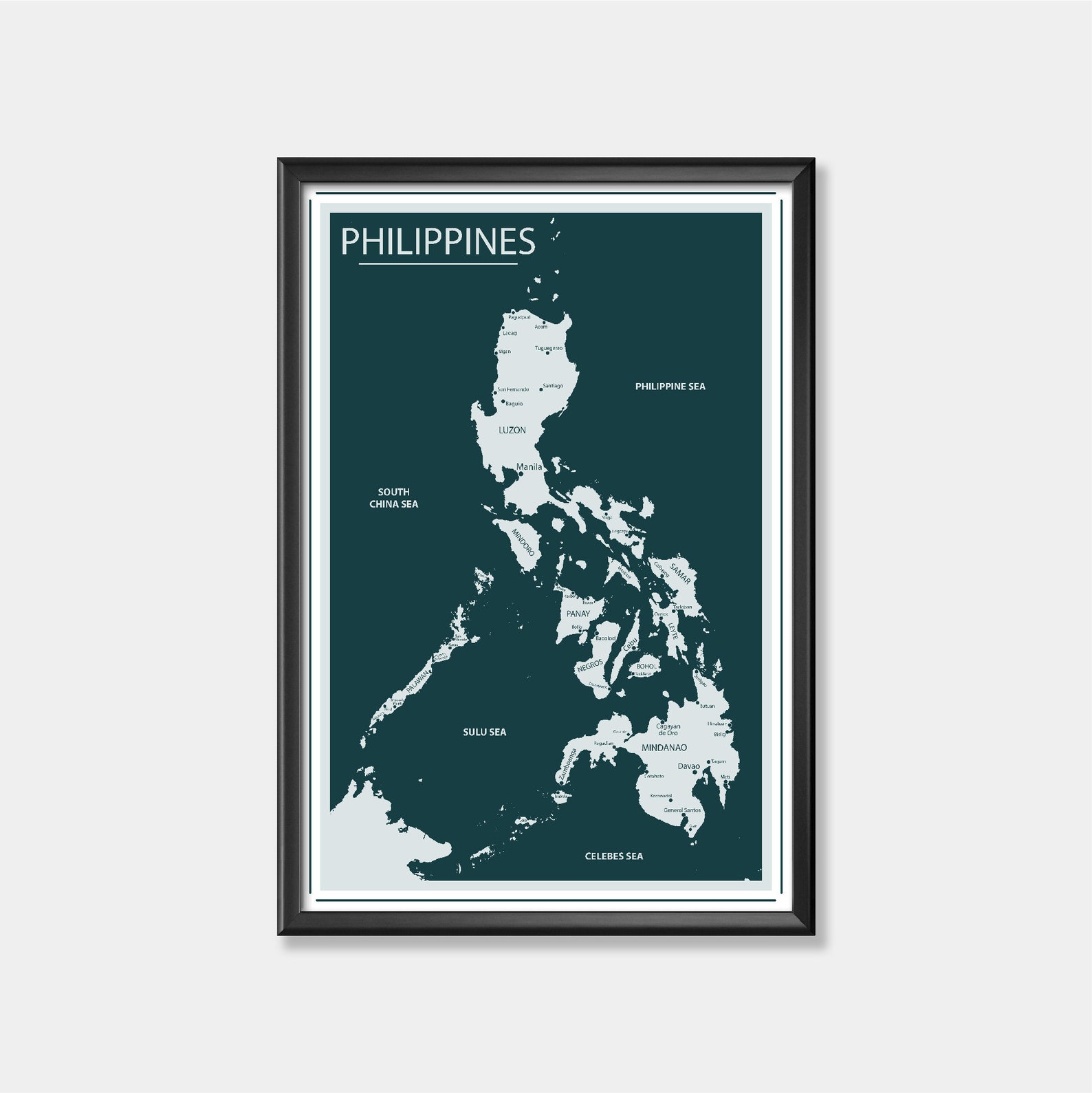 Philippines Map Print Philippines Wall Decor Philippines Etsy