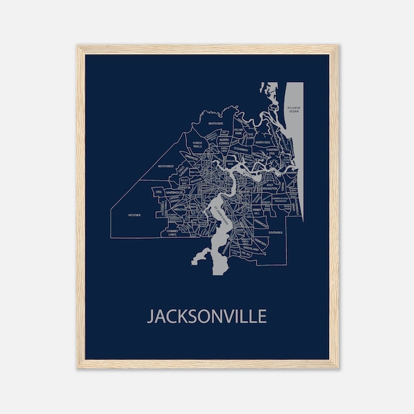 University of North Florida Map Art, Jacksonville Florida Neighborhood Map, College Graduation Gift, UNF Alumni Gift, Personalized Map