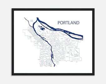 Portland Map Wall Art, Portland Neighborhood Map Print, Trail Blazers Poster, Portland Gifts, Housewarming Gift First Home, Custom Gift