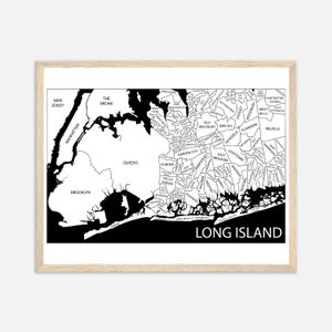Long Island Nassau County Karte drucken, Long Island NY Wandkunst, personalisierte LI New York Poster, individuelles Hochzeitsgeschenk, Strandhaus Home Decor