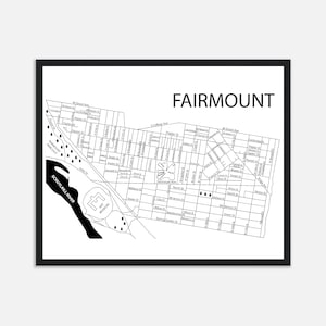 Fairmount Philadelphia buurtkaart afdrukken, gepersonaliseerde stratenplan poster, nieuw huis cadeau, slotcadeau, weggaan cadeau, Philly kunst