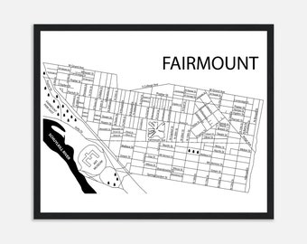 Fairmount Philadelphia Map Print: Street Art Poster, Neighborhood Map