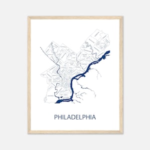 Philadelphia Map Art Print, Philly Wall Decor, Buurtkaart, Philadelphia Eagles Artwork, Phillies Gifts, Gepersonaliseerde Kaart Cadeau