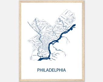 Philadelphia Map Art Print: Philly Neighborhood Wall Decor