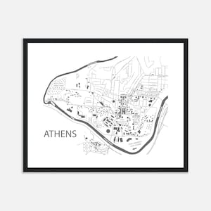 Athens Ohio Map Print, Ohio University Afstudeercadeau, Custom College Poster, Geschenken voor afgestudeerden, gepersonaliseerd cadeau voor kind