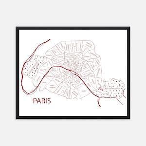 Paris Karte, Paris Frankreich Arrondissements Karte, personalisierte Paris Wandbehang, individuelles Reisegeschenk, Hochzeitsgeschenk, Abschlussgeschenk