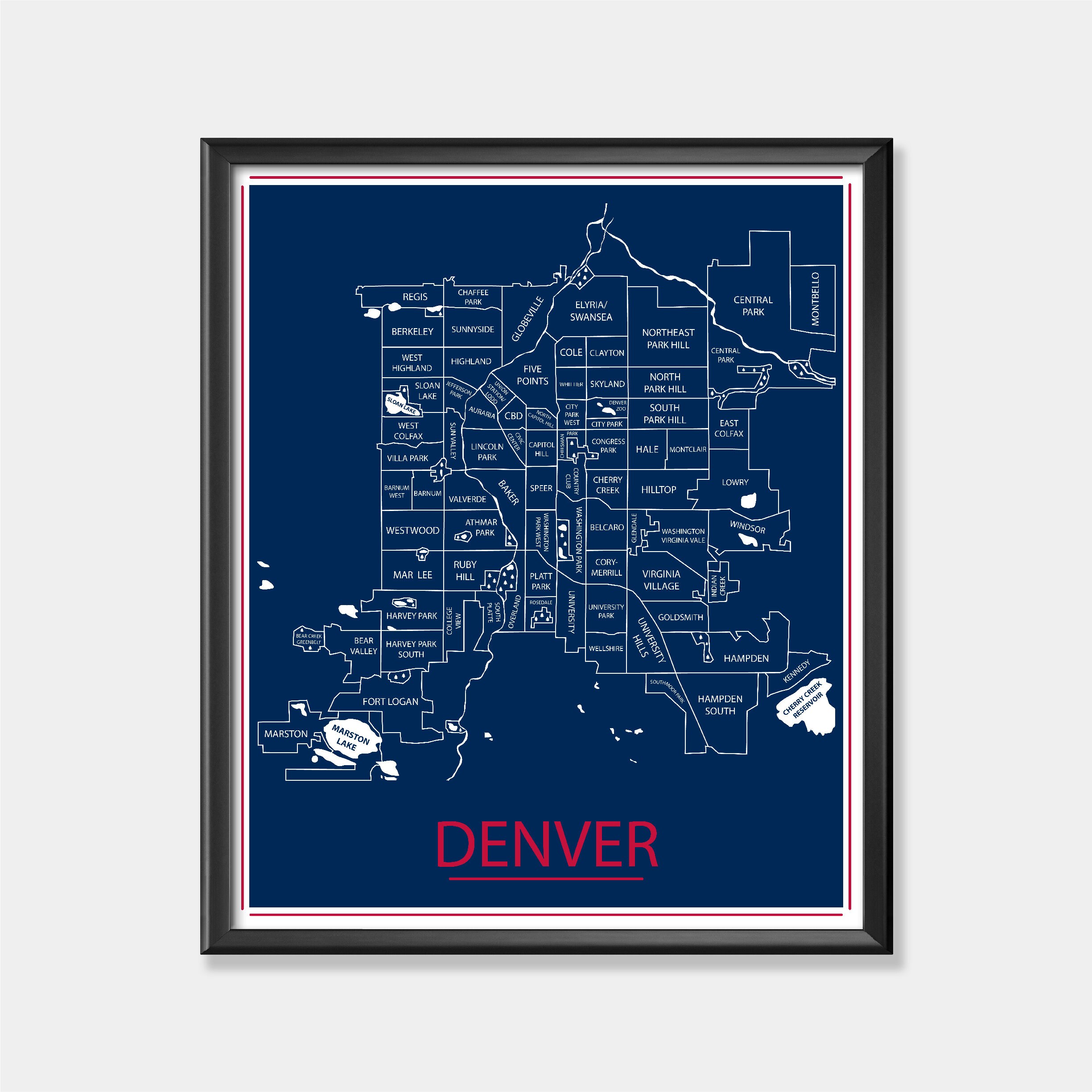 University Of Denver Map Msu Denver Map Print Neighborhood Map Poster Metropolitan | Etsy Canada