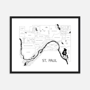 St Paul Neighborhood Map, Customizable St Paul Minnesota Print