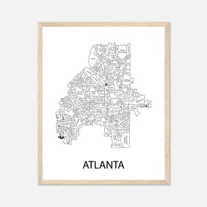 Atlanta Karte Drucken, Atlanta Nachbarschaften Kunst, Atlanta Wanddekor, Einweihungsparty Geschenk für die beste Freundin, Abschlussgeschenk für die Tochter, Anpassen