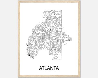 Atlanta Map Print, Atlanta Neighborhoods Art, Atlanta Wall Decor, Housewarming Gift for Best Friend, Graduation Gift for Daughter, Customize