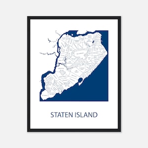 Staten Island NY Karte Kunst, personalisierte Poster und Drucke, NYC Nachbarschaft Karte, Housewarming Kunstwerk, Vater Geschenk, Mutter Geschenk, Kundenspezifische Karte