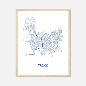 Impression de carte de York en Pennsylvanie, affiche encadrée de York, PA, cadeau de remise des diplômes, décoration de bureau, cadeau de Noël pour maman et papa, cadeau de pendaison de crémaillère