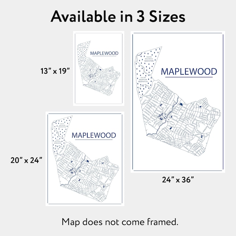 Maplewood NJ Map Print Custom Colors Maplewood Poster Etsy