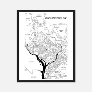 Impression de carte de Washington DC - affiche de quartier de banlieue de la ville - cadeau de pendaison de crémaillère personnalisé