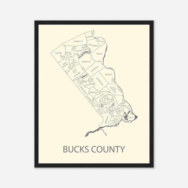 Bucks County Map Print, Pennsylvania Map Art, Custom Map Poster, Housewarming Gift for Parents, New Home Gift from Realtor, New Job Gift