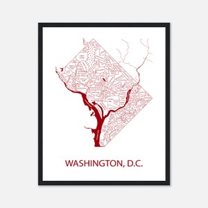 Impression de carte de Washington DC - grande oeuvre d'art murale pour les fans des capitales et des ressortissants - cadeau personnalisé pour lui