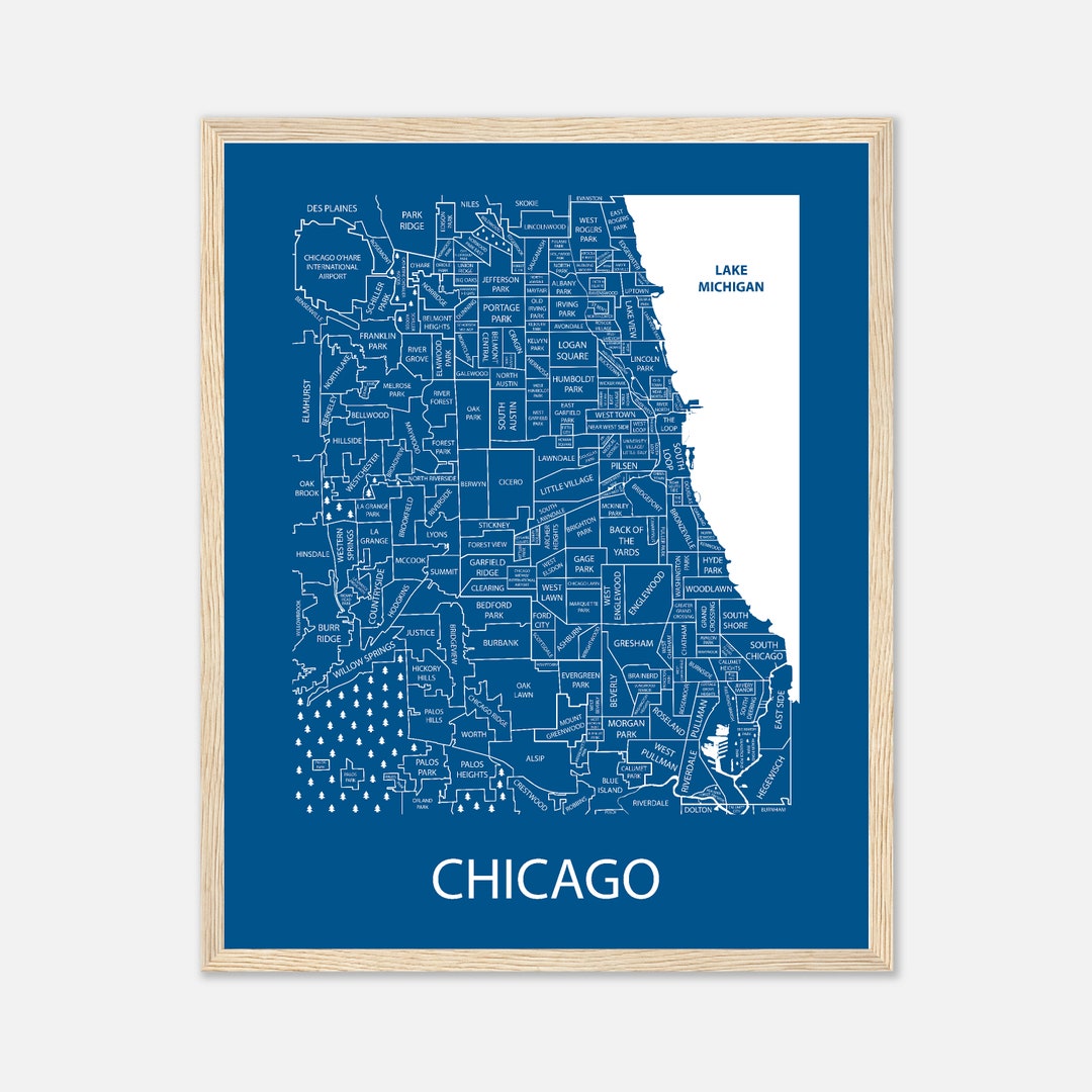 Depaul University Decor, Chicago Area Neighborhood Map Print, Depaul Graduation Gift, Depaul