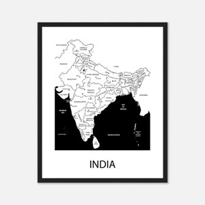 India Map Print, India Country Map Poster, Personalized Travel Gift, India Home Decor, Personalized Map Gift, New Home Housewarming Gift