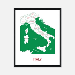 Art mural carte de l'Italie, impression d'affiche de l'Italie, Italie personnalisée, décoration de l'Italie, impressions italiennes noir et blanc, Italie cadeaux homme ou femme