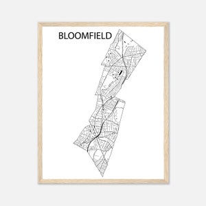 Bloomfield NJ Map Print, Personalized Street Map, Hometown Map Art, Custom Poster for Housewarming Gift, Realtor Closing Gift, New Home Gift