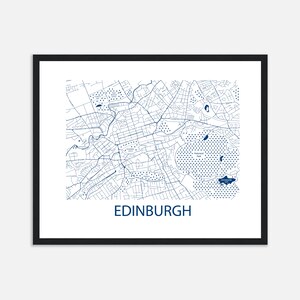 Impression de carte d'Édimbourg en Écosse, affiche encadrée d'Édimbourg, plan des rues d'Édimbourg, cadeau de mariage, cadeau de Noël pour les parents, cadeau de voyage déco