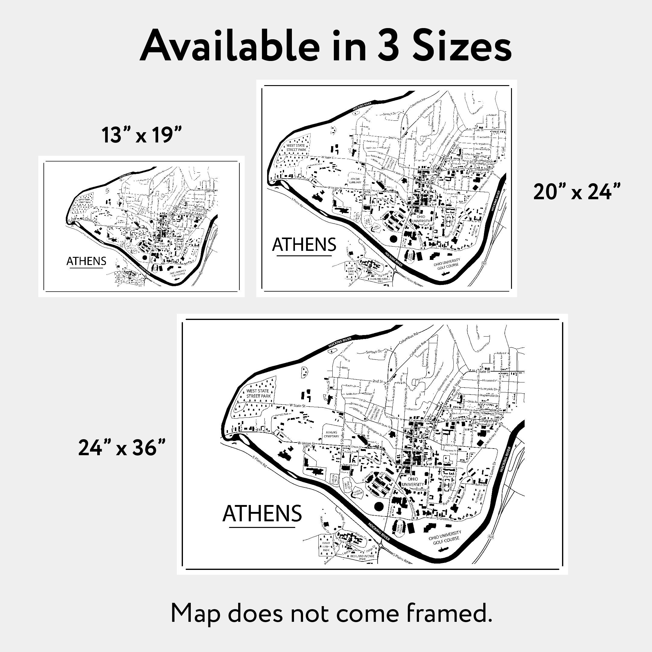 Ohio University Karte Druck Athen Ohio Graduierung Geschenk | Etsy