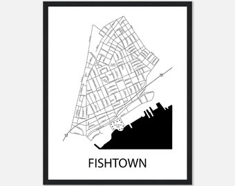 Fishtown Philadelphia Map Art Print: Neighborhood Wall Hanging