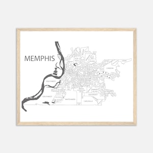 Memphis Karte Kunst, Memphis Stadt Druck, Nachbarschaftskarte, Memphis Grizzlies Wandkunst, Abschlussgeschenk für Sie, personalisiertes Geschenk für Ihn