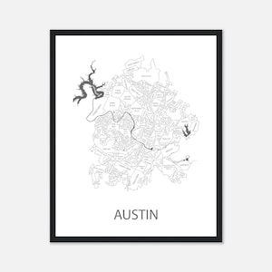 Austin Neighborhood Map, Austin Texas City Map Print, Custom Birthday Gift, Texas Longhorns Art, New Home Gift Personalized, House Decor