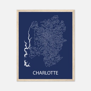 Charlotte NC Print, Neighborhood Map of Charlotte NC Art Print, Custom Map Wall Art, Personalized Map Wedding, Anniversary Gift for Him