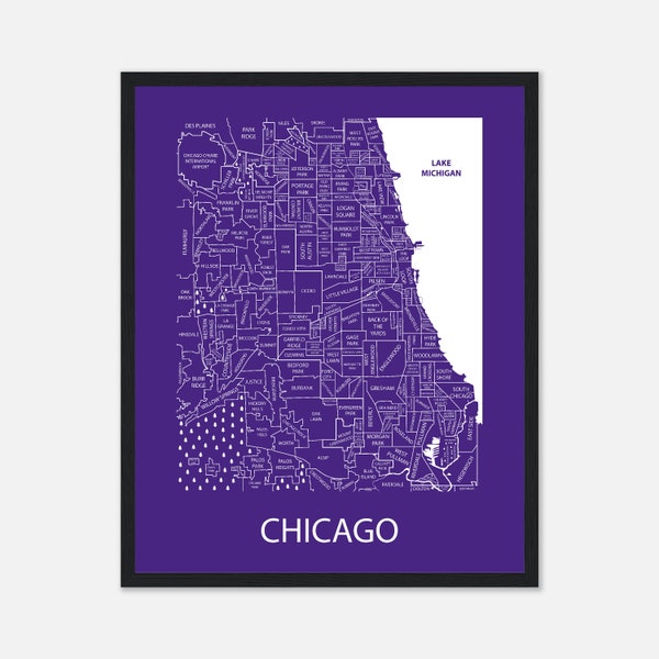 Northwestern University Poster Wall Art, Chicago Area Neighborhood Map Print, Northwestern Graduation Gift, Northwestern Alumni Gift