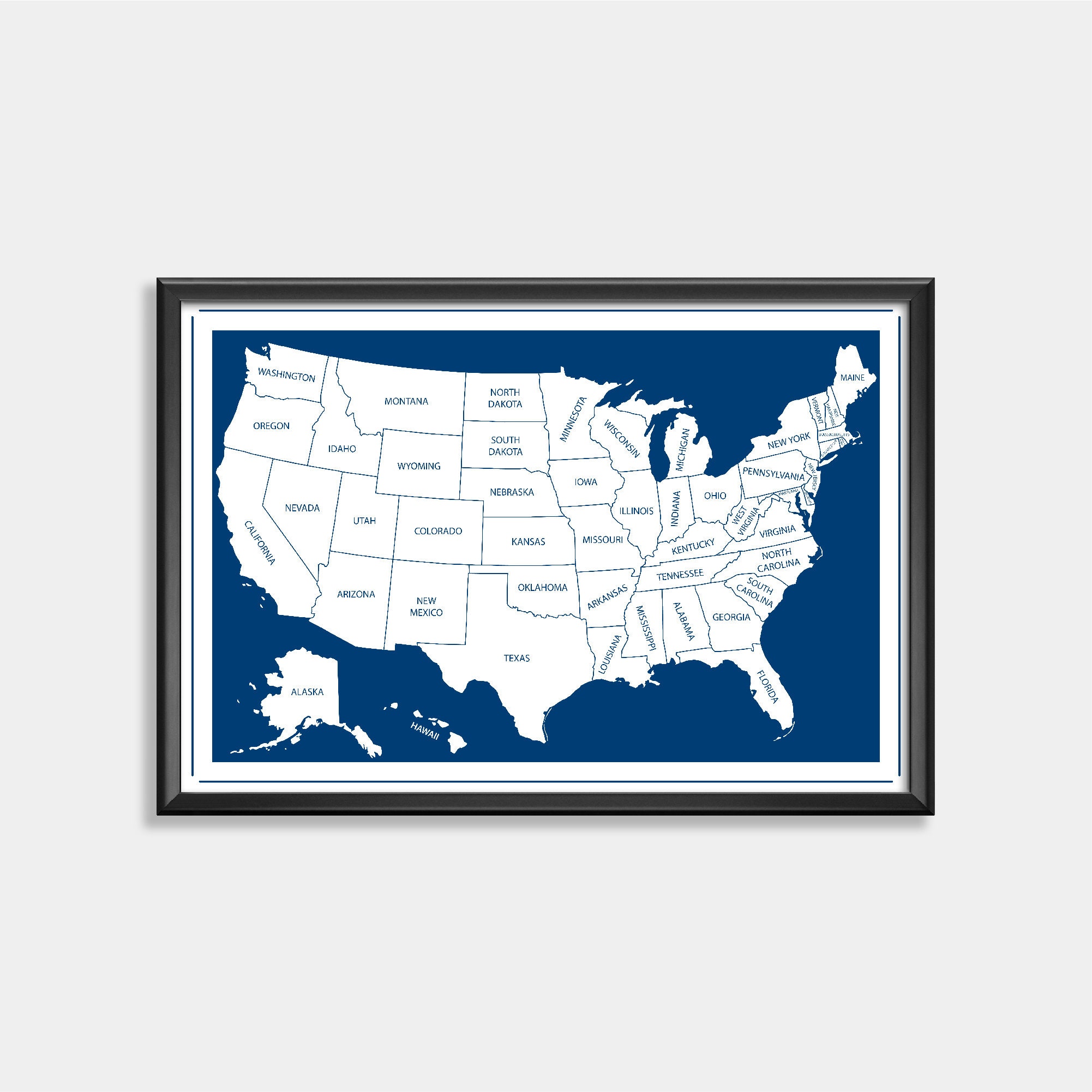 USA Map Print With State Names, United States Map Poster, Personalized Wall Hanging, Custom Gift ...