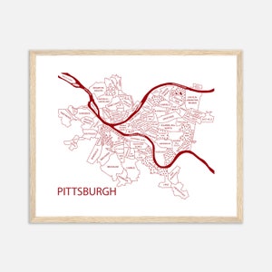 Pittsburgh Karte Druck, Pittsburgh Stadt Wandkunst, Viertel Karte Poster, personalisiertes Geschenk für Papa, individuelles Geschenk für Mama, neues Wohndekor