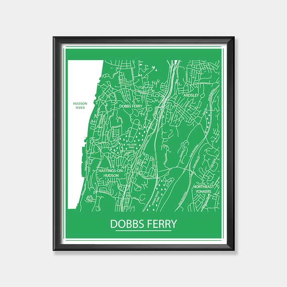 Dobbs Ferry NY Map Print Ardsley New York Hastings on Etsy