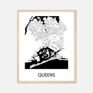 Queens NY Print, Queens Neighborhood Map Art, Queens New York Wall Art, NY Mets Decor, Graduation Gift for Teacher, Personalized Map Art