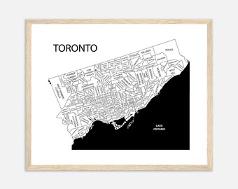 Toronto Map Print, Neighborhood Map Poster, Toronto Ontario Wall Hanging, Maple Leafs Decor, Blue Jays Artwork, University Graduation Gift