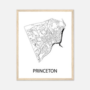 Impression de carte de Princeton dans le New Jersey, art mural poster universitaire, cadeau de l'université de Princeton, cadeau de remise des diplômes personnalisé, cadeau d'anniversaire de mariage