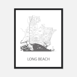 Long Beach CA Karte drucken, Long Beach Kalifornien Wandkunst, personalisiertes Geschenk für Eltern, Einweihungsgeschenk, neues Zuhause Geschenk, Weihnachtsgeschenk