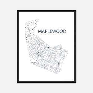 Maplewood NJ Map Print, Custom Colors Maplewood Poster, Personalized Christmas Gift, New Home Housewarming Gift, New Jersey Gift Ideas