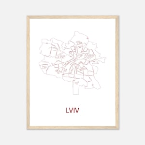 Impresión de mapas de Lviv Ucrania, decoración de la pared de Lviv, regalos de boda de Lviv para pareja, regalo para mamá y papá, regalos para abuelos