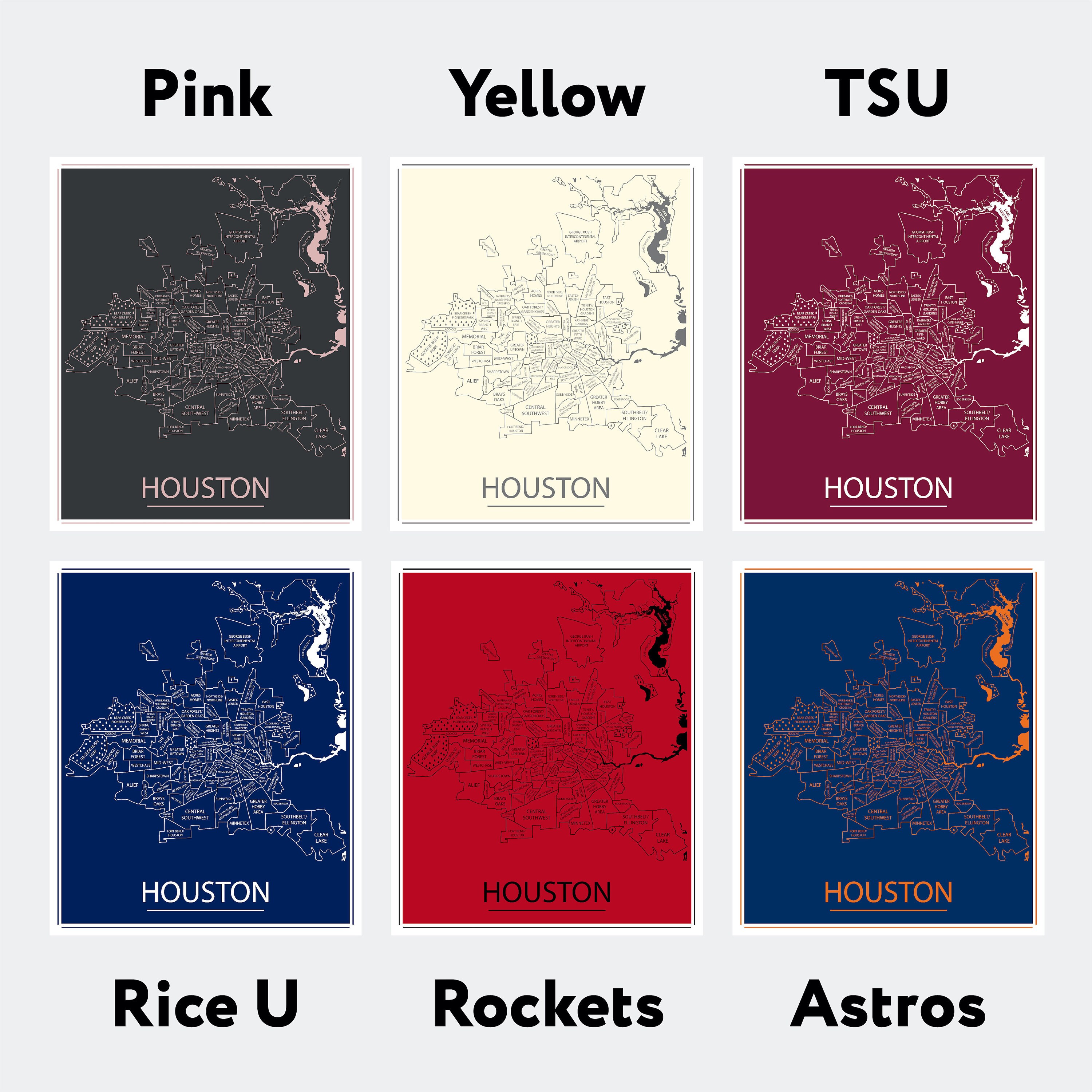 Texas Southern University Map Print Houston Texas Etsy