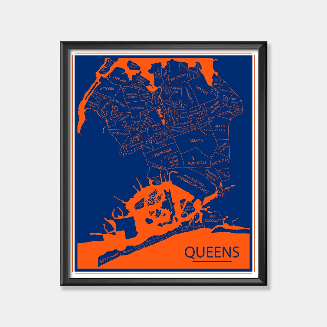 New York Mets Wall Art Queens Neighborhood Map Print NY Mets Etsy UK