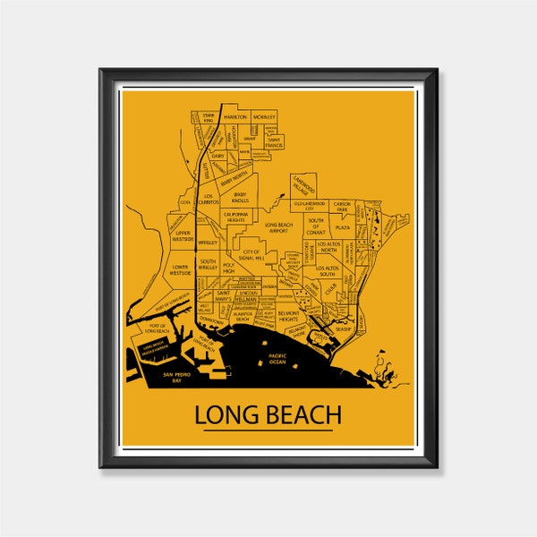 CSULB Wall Decor, Long Beach Map Print, Long Beach State Graduation Gift, CSULB Alumni Gift, Personalized Gift for Him or Her