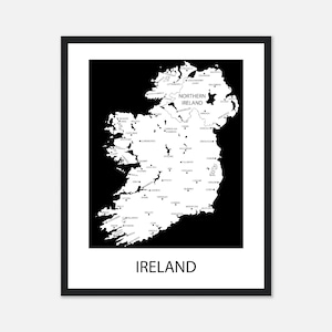 Art de la carte de l'Irlande, grande affiche, cadeau de mariage en Irlande, cadeau de fiançailles pour les couples, cadeaux irlandais pour la maison, décoration murale