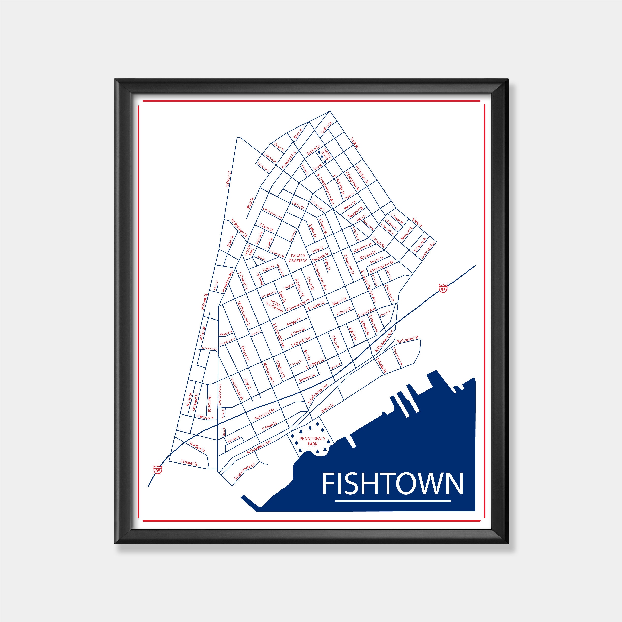 Fishtown Philadelphia Art Personalized Map Print Wall Etsy