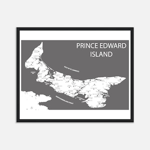 Impression de carte de l'Île-du-Prince-Édouard, affiche encadrée de l'Île-du-Prince-Édouard, cadeau de déménagement, cadeau de pendaison de crémaillère, cadeau de clôture pour agent immobilier, cadeau de maison de vacances