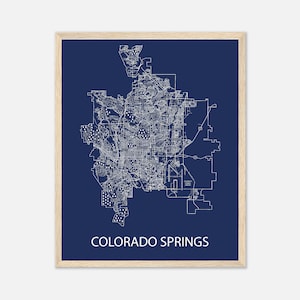 Impression de carte de Colorado Springs, affiche de plan de rue, tenture murale de Colorado Springs, décoration de l'obtention du diplôme de l'Université du Colorado, cadeau de pendaison de crémaillère