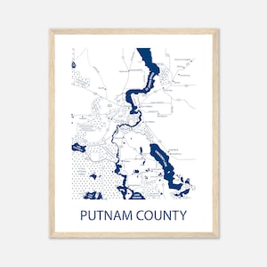 Impression de carte du comté de Putnam, carte d'art mural du comté de Putnam en Floride, affiche encadrée comté de Putnam en Floride, cadeau pour les grands-parents
